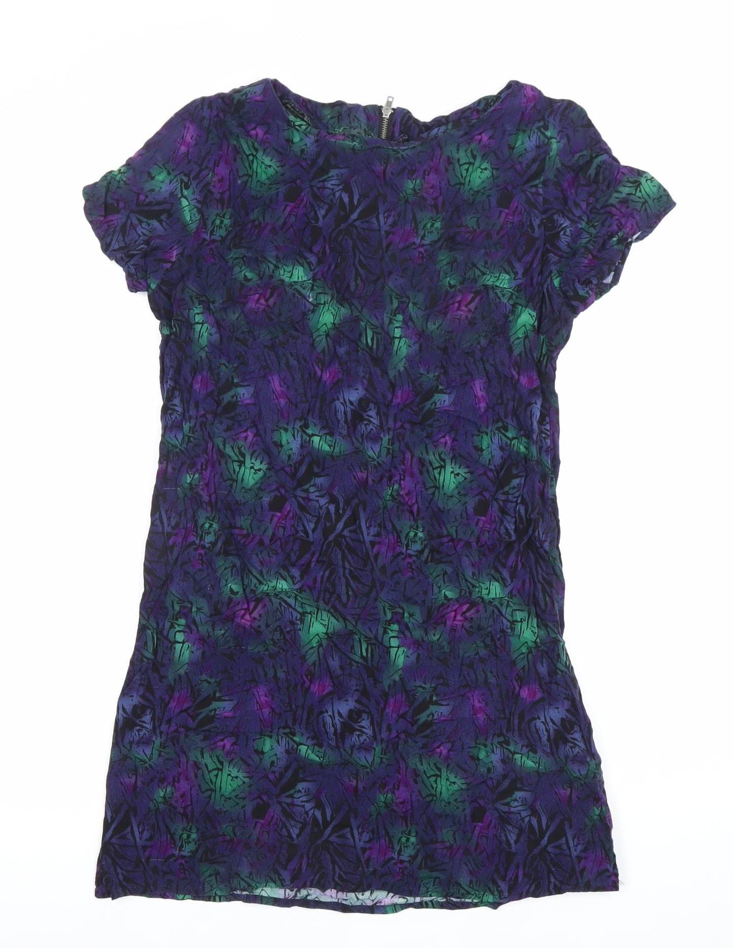 All About Eve Women’s Multicoloured Shift Dress Size 10 Short Sleeve Zip