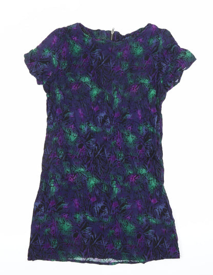 All About Eve Women’s Multicoloured Shift Dress Size 10 Short Sleeve Zip