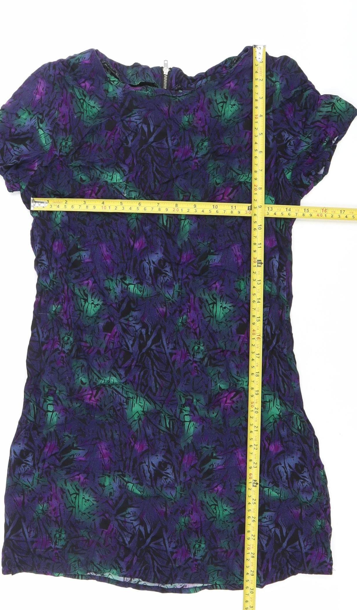 All About Eve Women’s Multicoloured Shift Dress Size 10 Short Sleeve Zip