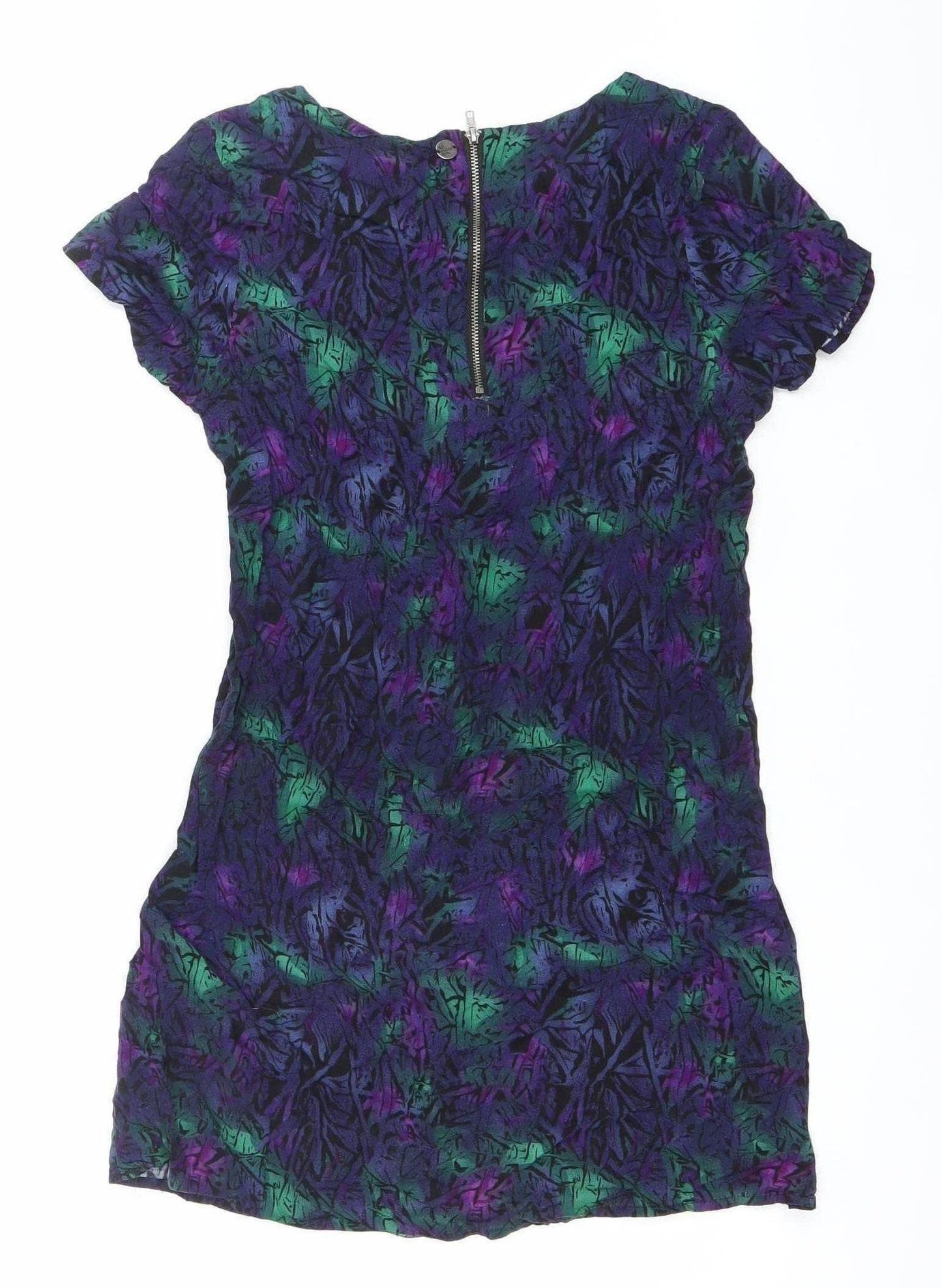 All About Eve Women’s Multicoloured Shift Dress Size 10 Short Sleeve Zip