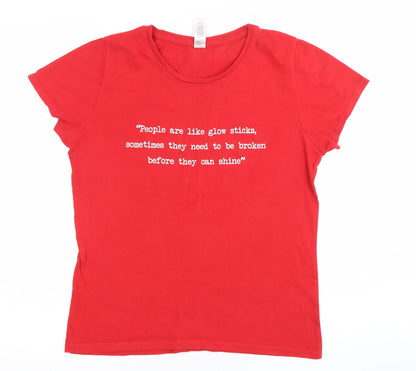 B&C Collection Women’s Red Cotton S T-Shirt Quote Print Casual