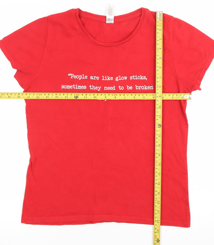 B&C Collection Women’s Red Cotton S T-Shirt Quote Print Casual