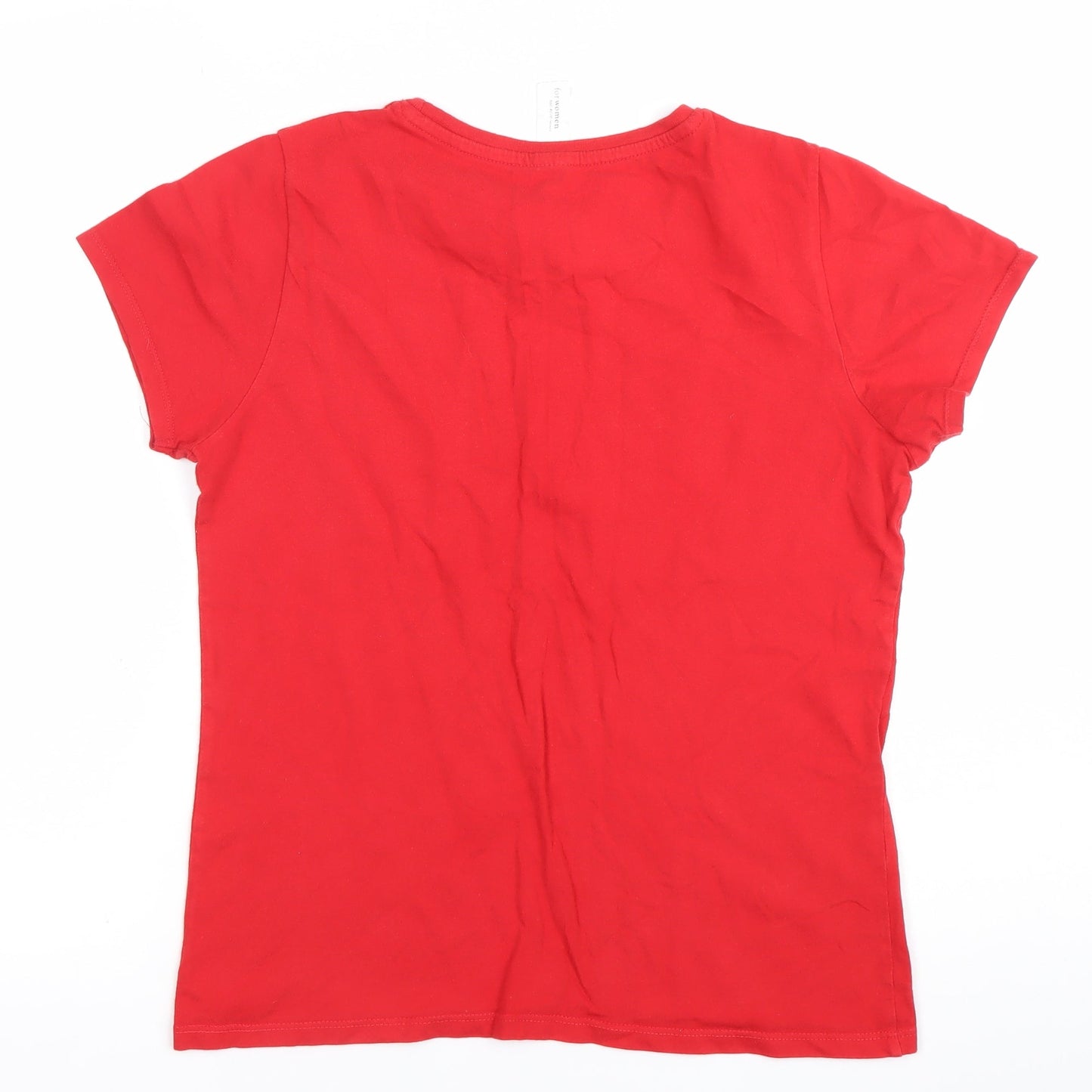 B&C Collection Women’s Red Cotton S T-Shirt Quote Print Casual