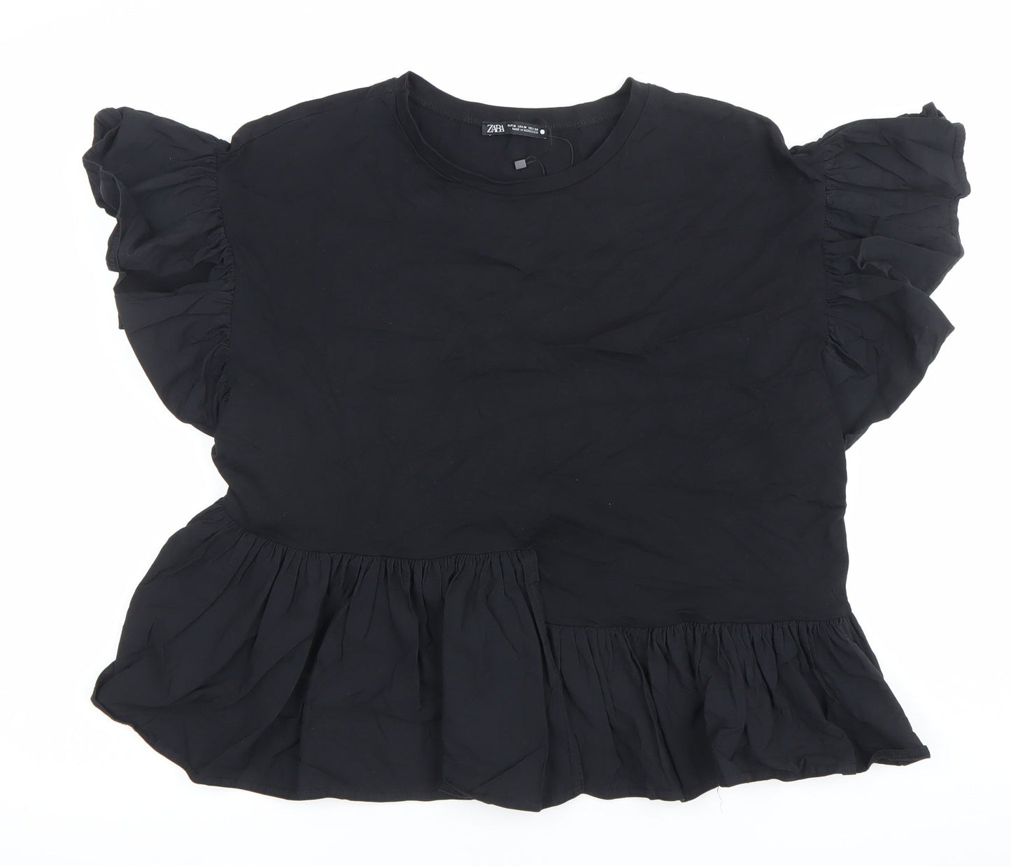 Womens UK Size 12 Zara Black Tunic Blouse