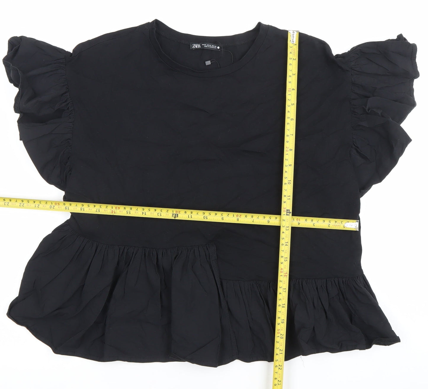 Womens UK Size 12 Zara Black Tunic Blouse