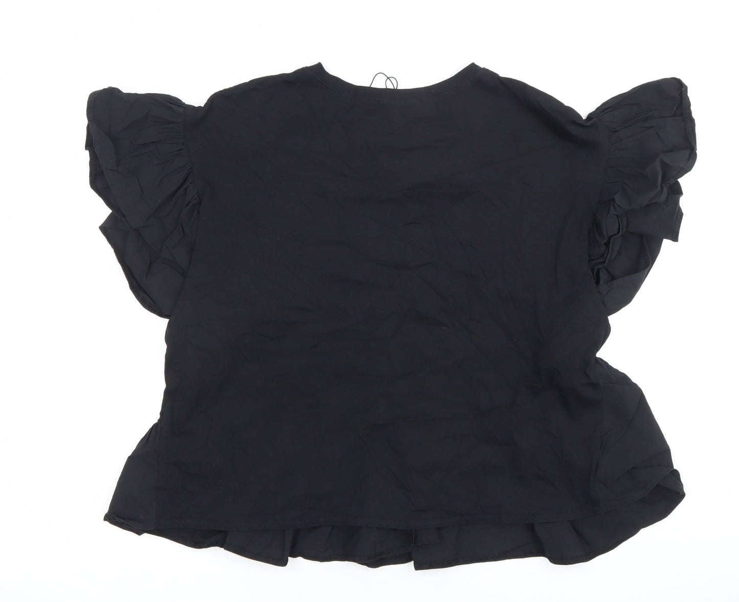 Womens UK Size 12 Zara Black Tunic Blouse