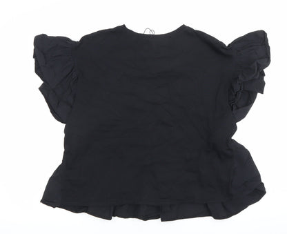 Womens UK Size 12 Zara Black Tunic Blouse