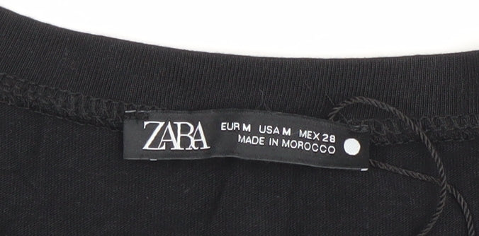 Womens UK Size 12 Zara Black Tunic Blouse
