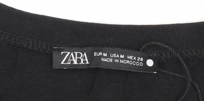Womens UK Size 12 Zara Black Tunic Blouse