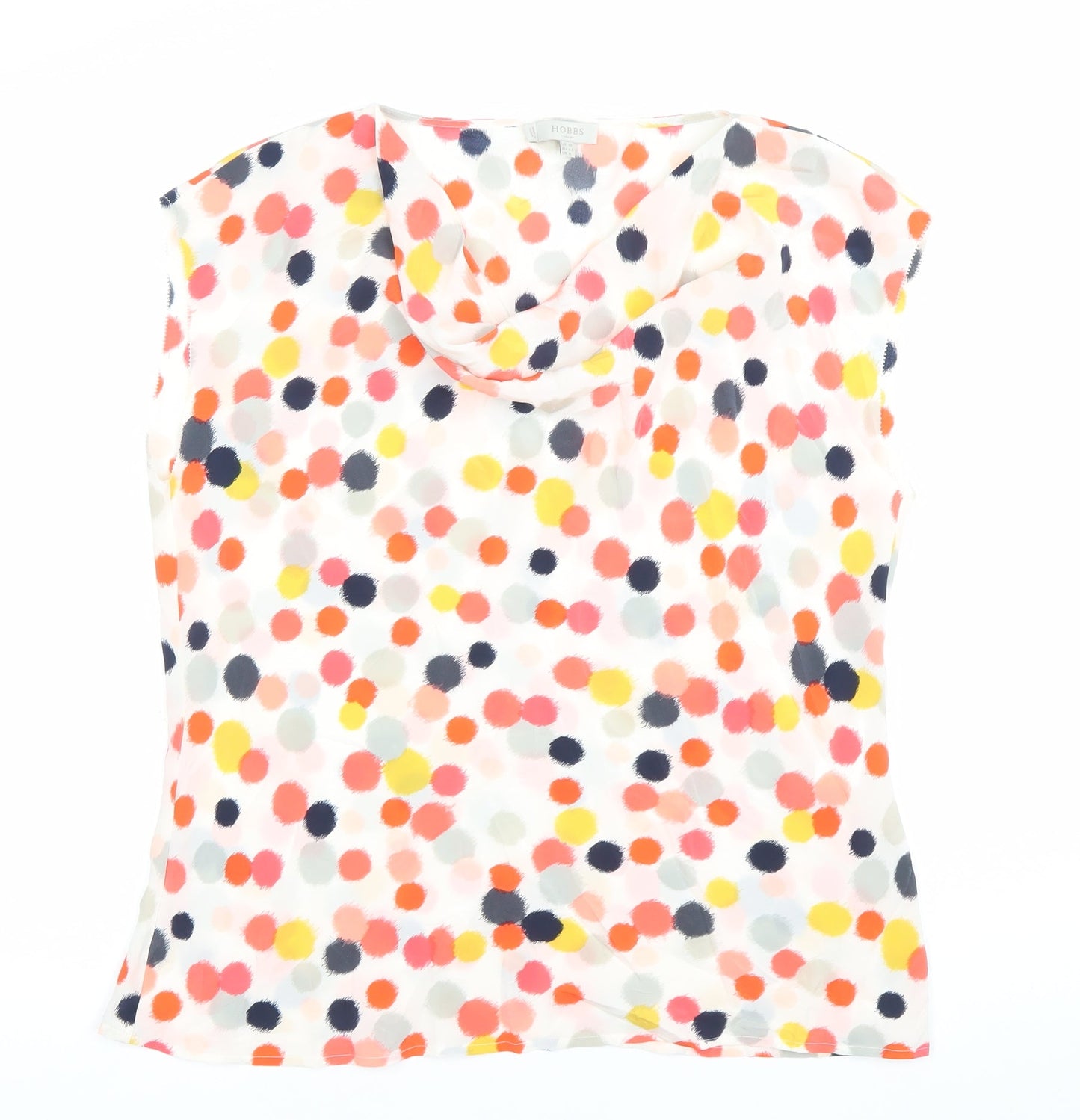 Hobbs Women’s Multicoloured Polka Dot Cowl Neck Sleeveless Blouse UK 12