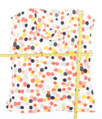 Hobbs Women’s Multicoloured Polka Dot Cowl Neck Sleeveless Blouse UK 12