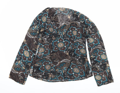 Street One Women’s Multicoloured Floral Tunic Blouse Size 12 V-Neck Long Sleeve