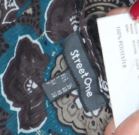 Street One Women’s Multicoloured Floral Tunic Blouse Size 12 V-Neck Long Sleeve