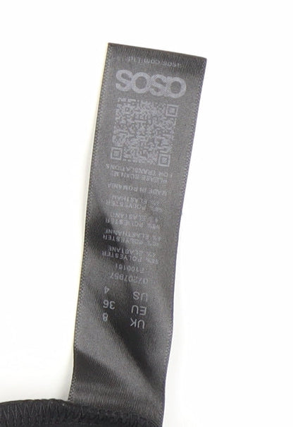 ASOS Women’s Black Wrap Dress Size 8 Kimono Sleeve Belted
