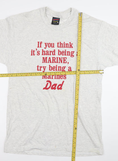 Soffe Men's Grey Military Dad Quote T-Shirt Size L Short Sleeve