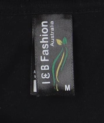 I & B Fashion Unisex Black Melbourne Print Long Sleeve Cotton T-Shirt M