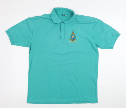 Jerzees Men's Green Royal Marines Polo Shirt Size M Embroidered