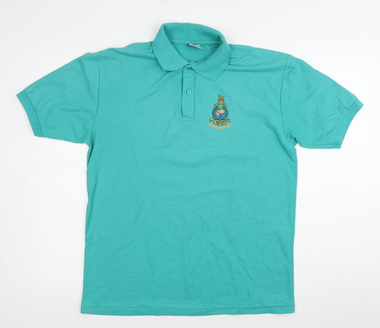 Jerzees Men's Green Royal Marines Polo Shirt Size M Embroidered