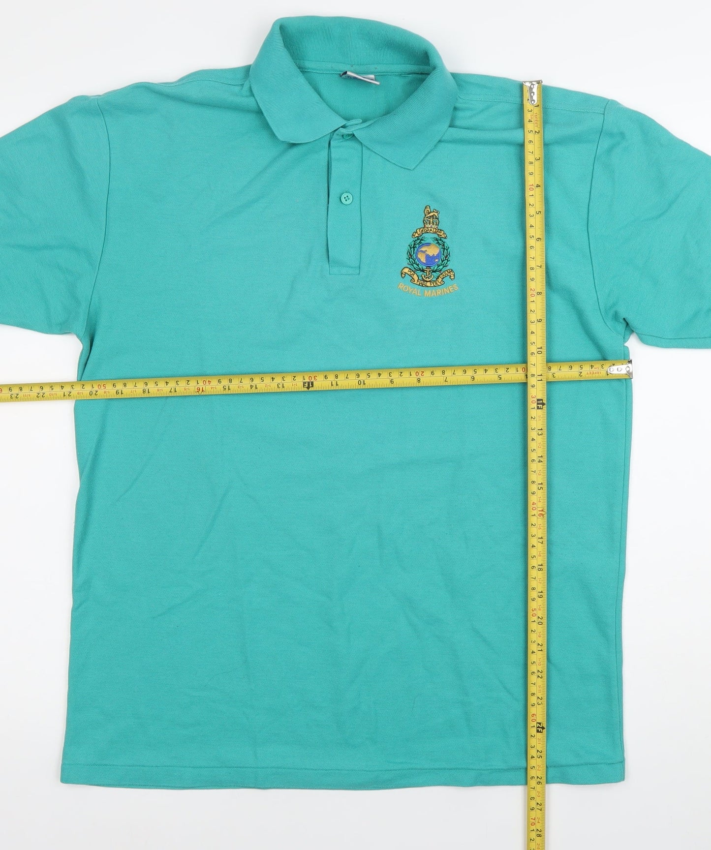 Jerzees Men's Green Royal Marines Polo Shirt Size M Embroidered