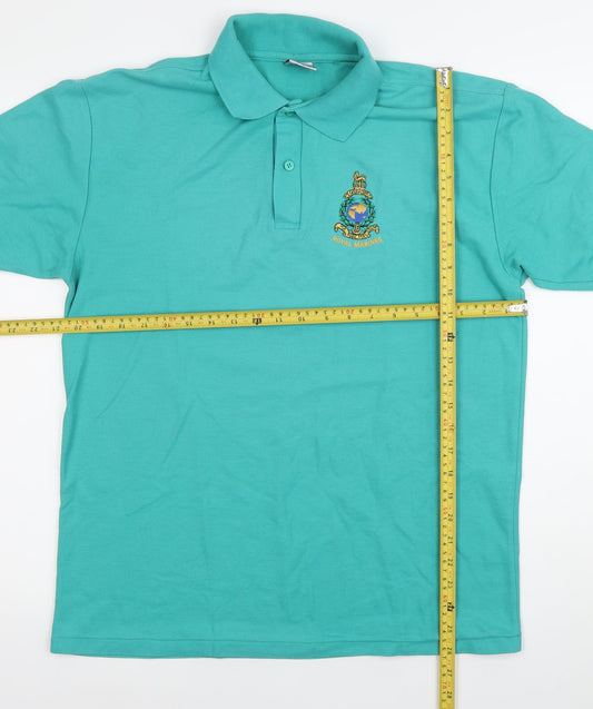 Jerzees Men's Green Royal Marines Polo Shirt Size M Embroidered