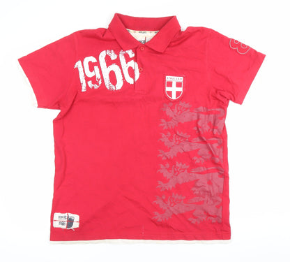 England 1966 Red Men's Polo Shirt L Football Cotton Casual