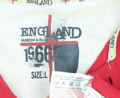 England 1966 Red Men's Polo Shirt L Football Cotton Casual
