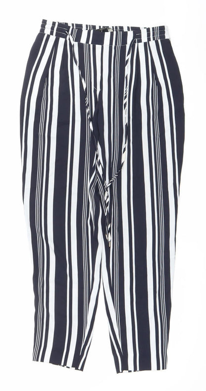 Zara Basic Womens Black White Striped Trousers Size L
