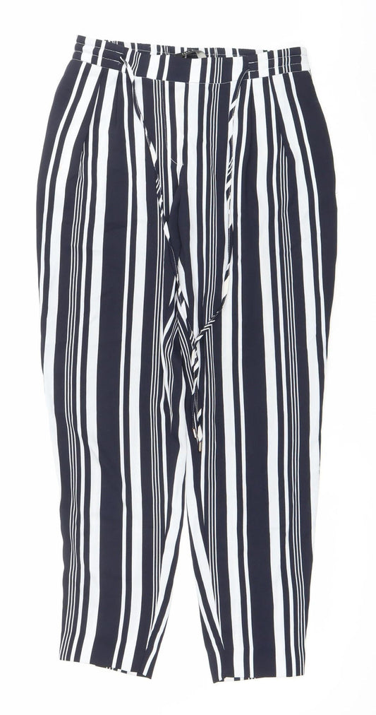 Zara Basic Womens Black White Striped Trousers Size L