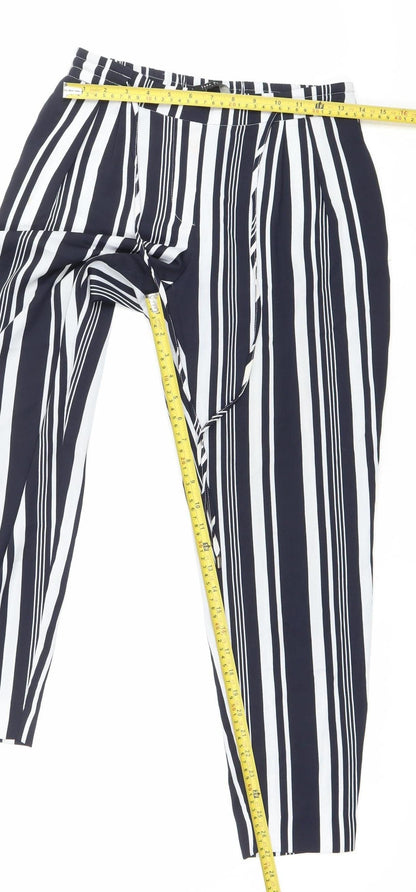 Zara Basic Womens Black White Striped Trousers Size L