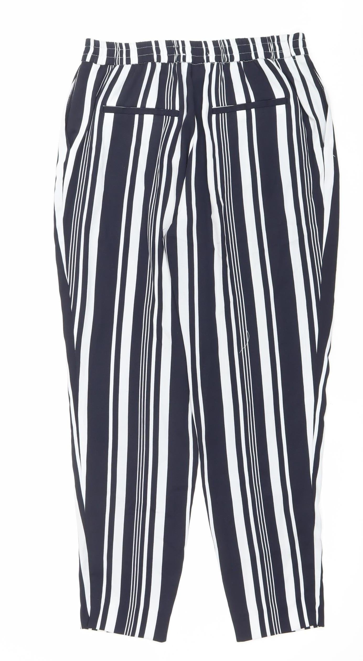 Zara Basic Womens Black White Striped Trousers Size L