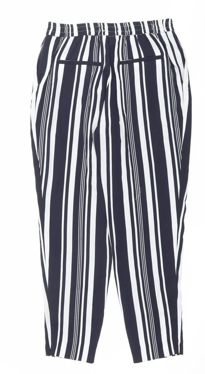 Zara Basic Womens Black White Striped Trousers Size L