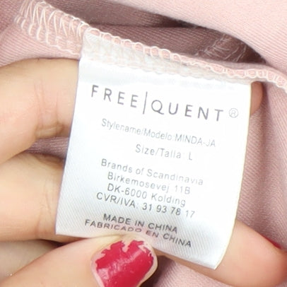 Freequent Womens Pink Ruffle Sleeve Open Jacket Size L Workwear