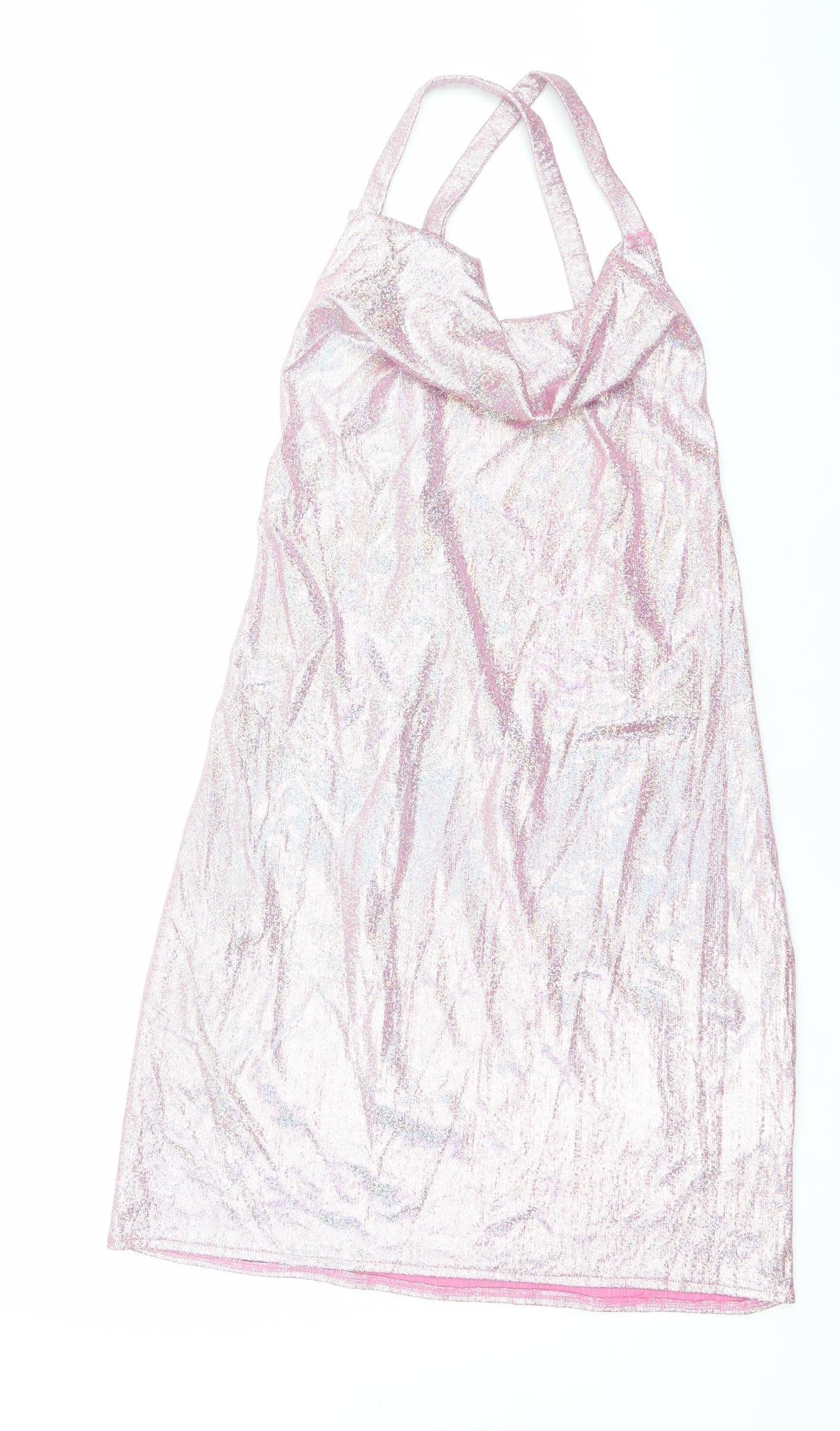 Threadbare Women’s Pink Glitter Slip Mini Dress Size 8 Clubwear