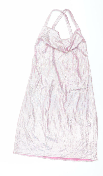 Threadbare Women’s Pink Glitter Slip Mini Dress Size 8 Clubwear