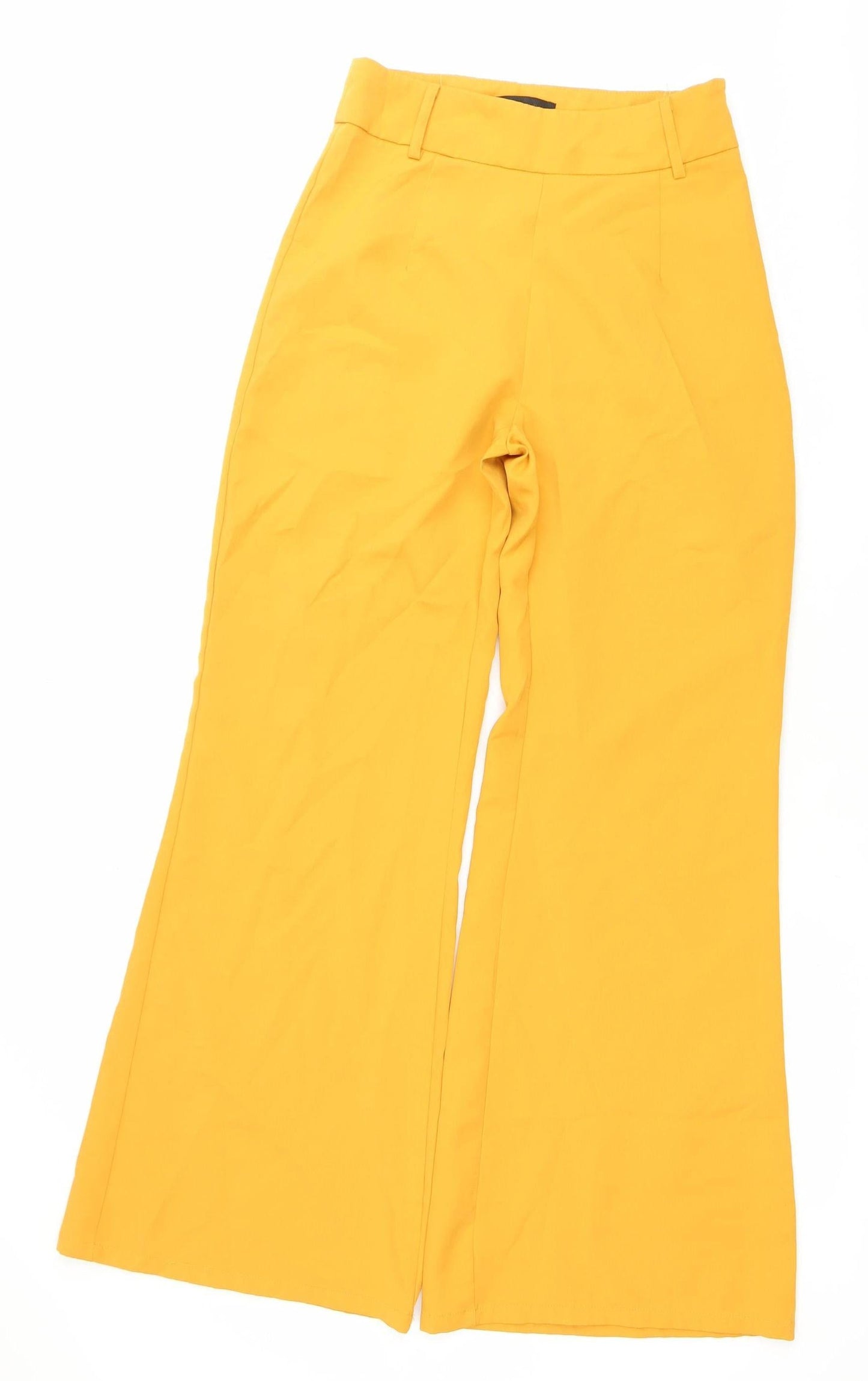 Love & other things Women's Yellow Wide-Leg Polyester High Rise Trousers Size S