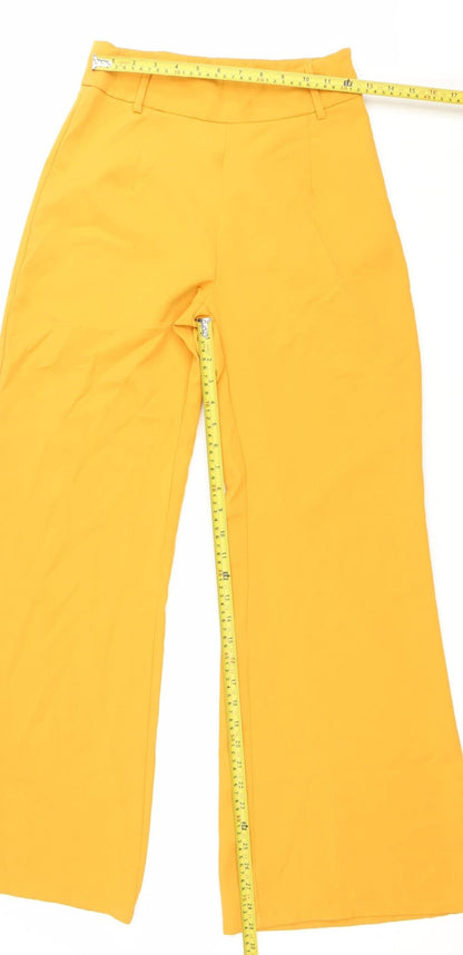 Love & other things Women's Yellow Wide-Leg Polyester High Rise Trousers Size S