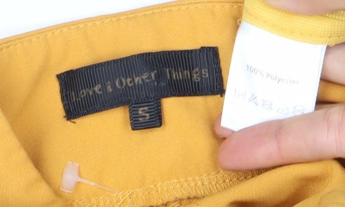 Love & other things Women's Yellow Wide-Leg Polyester High Rise Trousers Size S