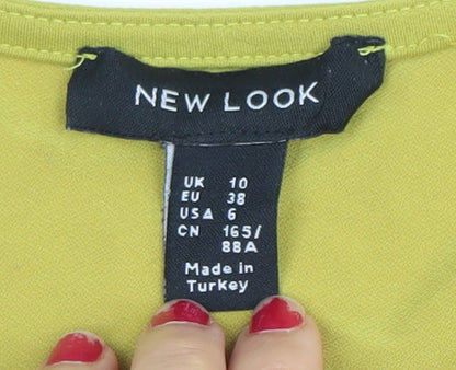 Womens UK Size 10 New Look Yellow Wrap Blouse