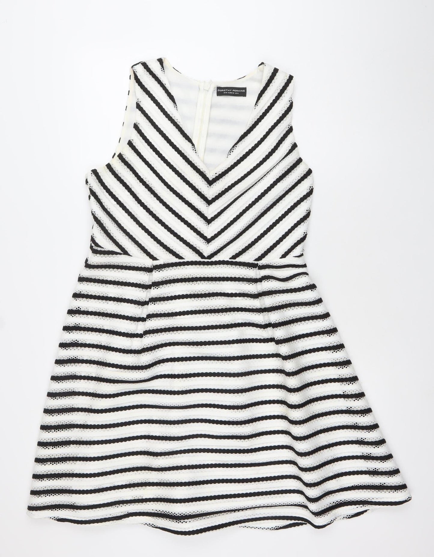 Dorothy Perkins Womens Black White Striped A-Line Dress Size 14