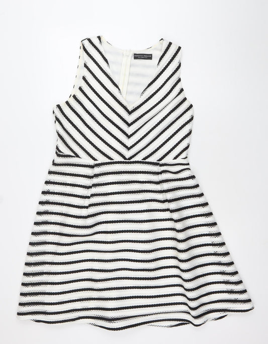 Dorothy Perkins Womens Black White Striped A-Line Dress Size 14