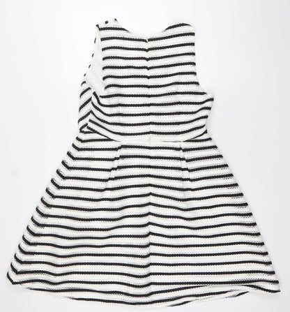 Dorothy Perkins Womens Black White Striped A-Line Dress Size 14
