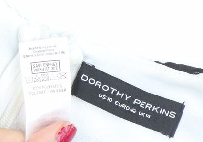 Dorothy Perkins Womens Black White Striped A-Line Dress Size 14