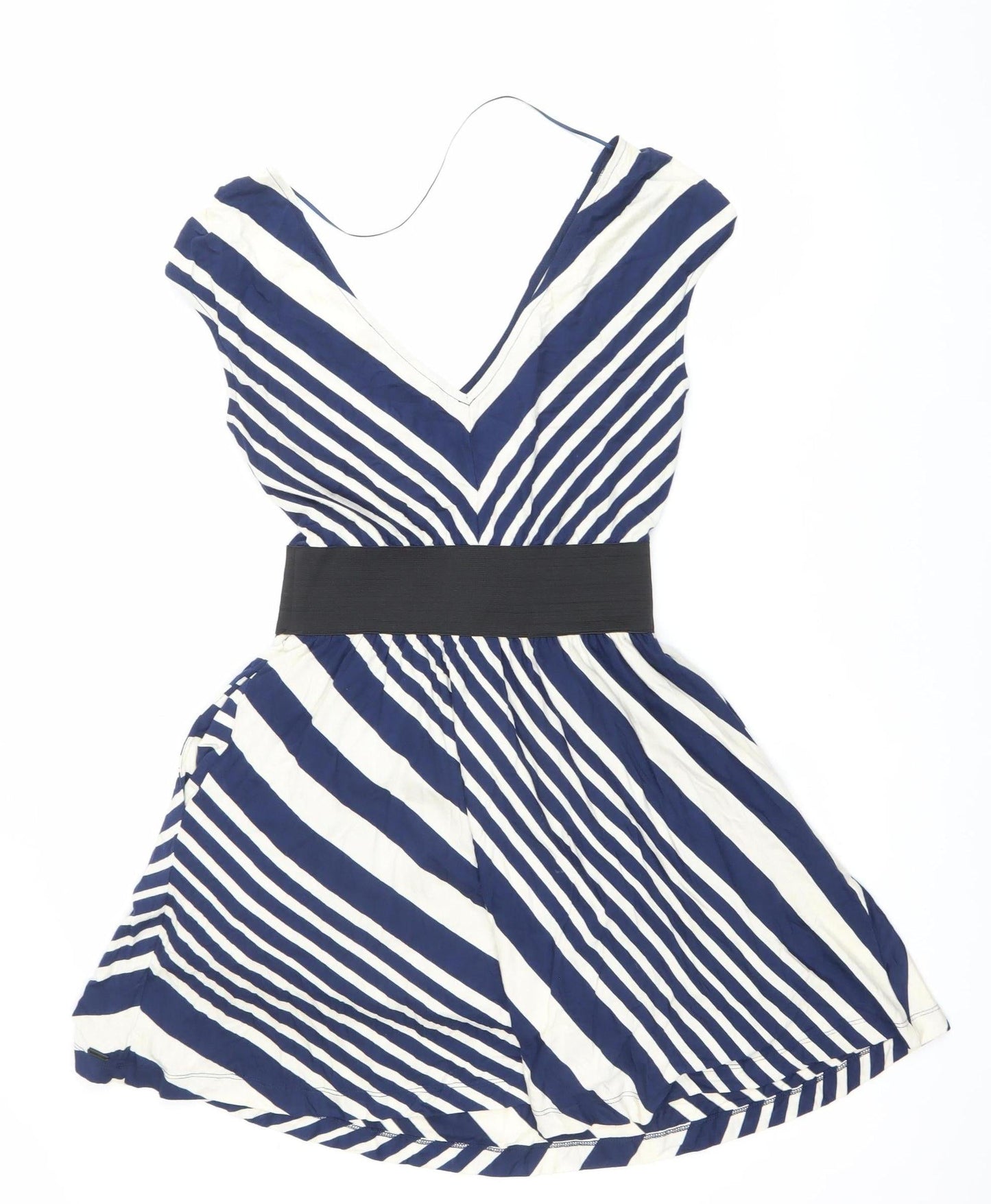 Guess Women’s Blue White Striped Fit & Flare Dress S