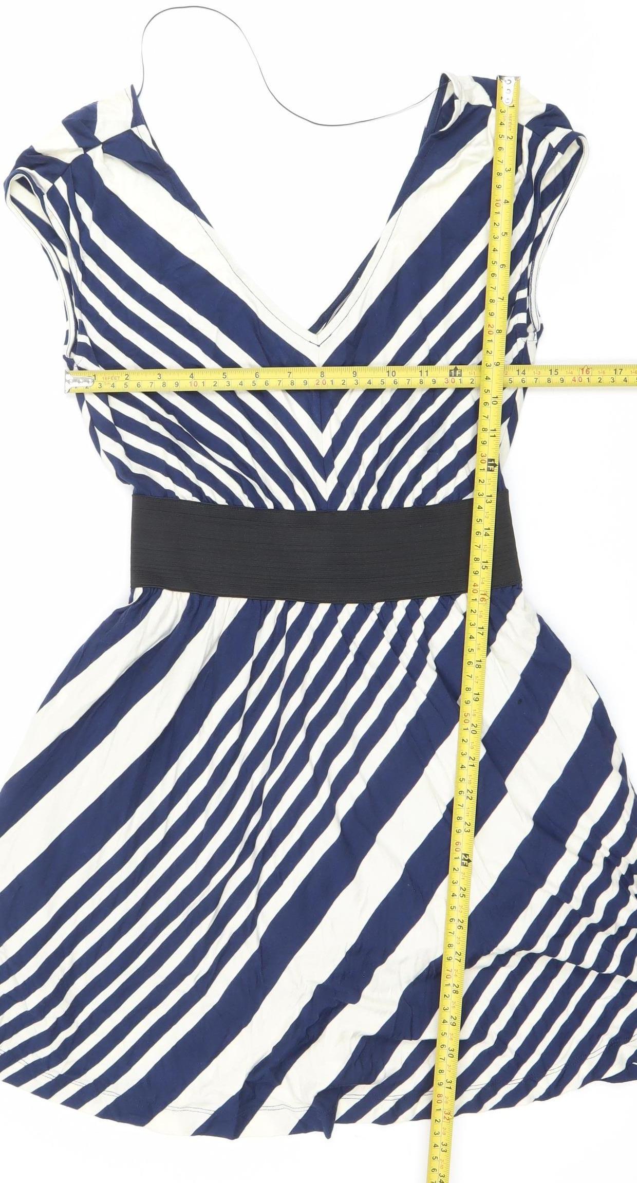 Guess Women’s Blue White Striped Fit & Flare Dress S