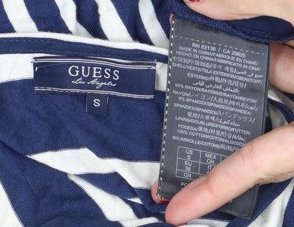 Guess Women’s Blue White Striped Fit & Flare Dress S