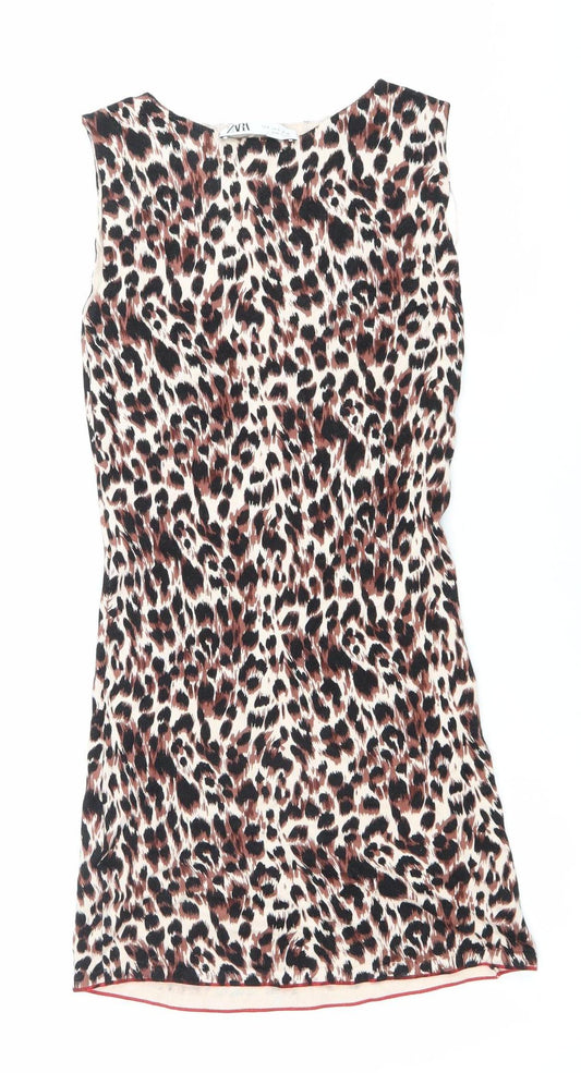Zara Women’s Leopard Print Bodycon Dress Size 8 Sleeveless Short