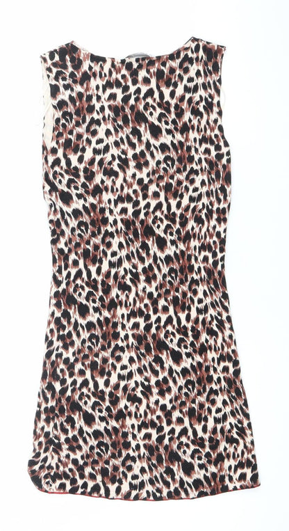Zara Women’s Leopard Print Bodycon Dress Size 8 Sleeveless Short