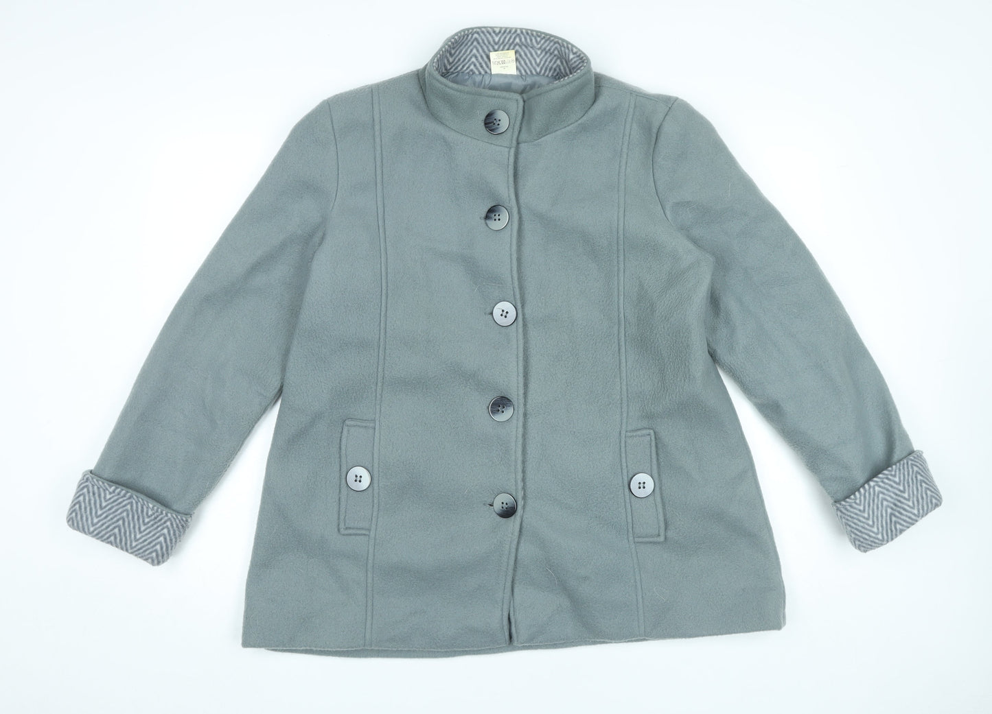 Anne De Lançay Womens Grey Mid-Length Overcoat M Classic Buttoned