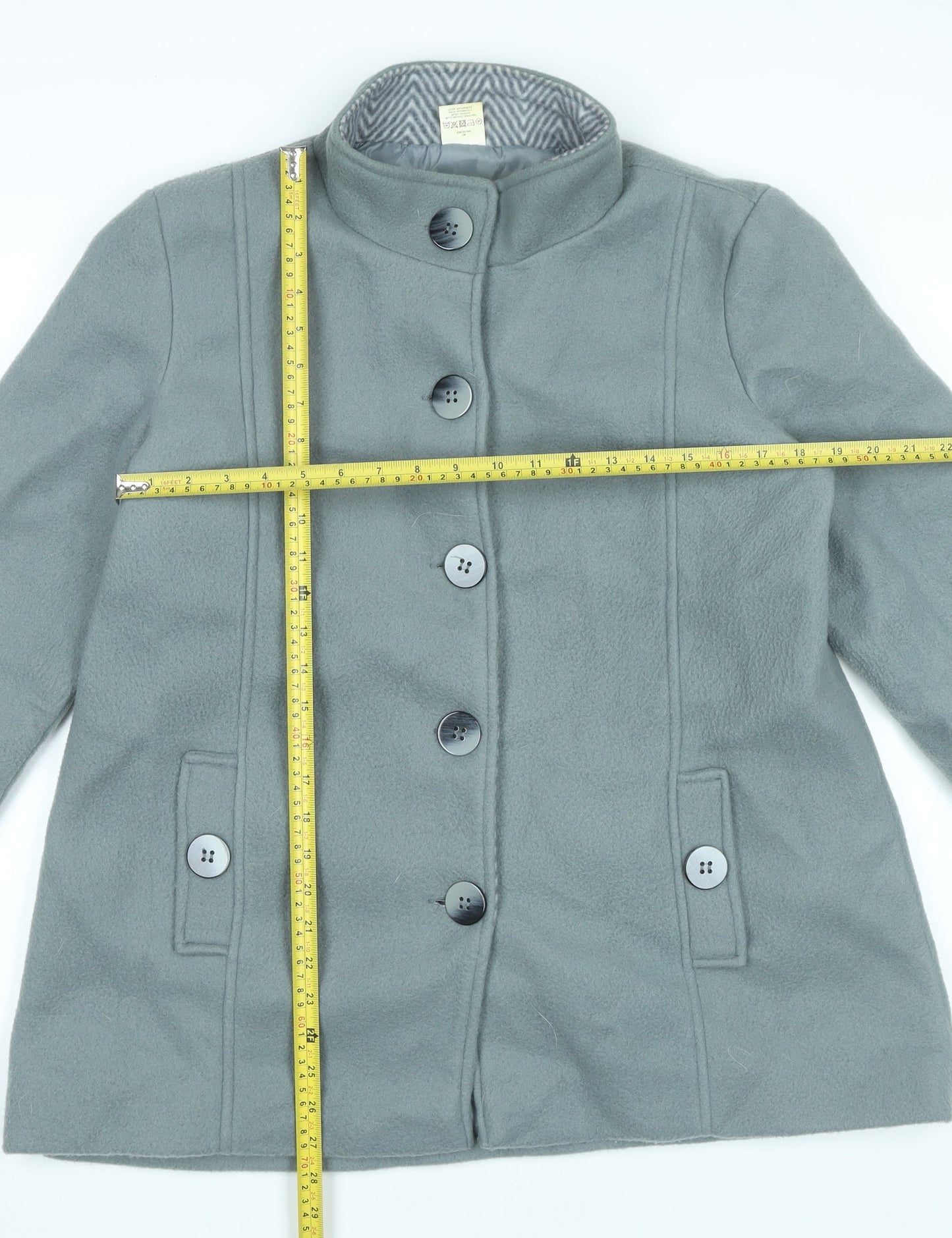 Anne De Lançay Womens Grey Mid-Length Overcoat M Classic Buttoned