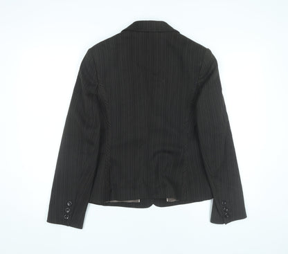 Next Womens Black Pinstripe Blazer Size 12 Tailored Jacket